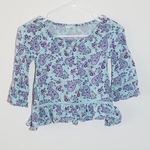 Mudd Paisley Bell Sleeve Cropped Shirt 7/8